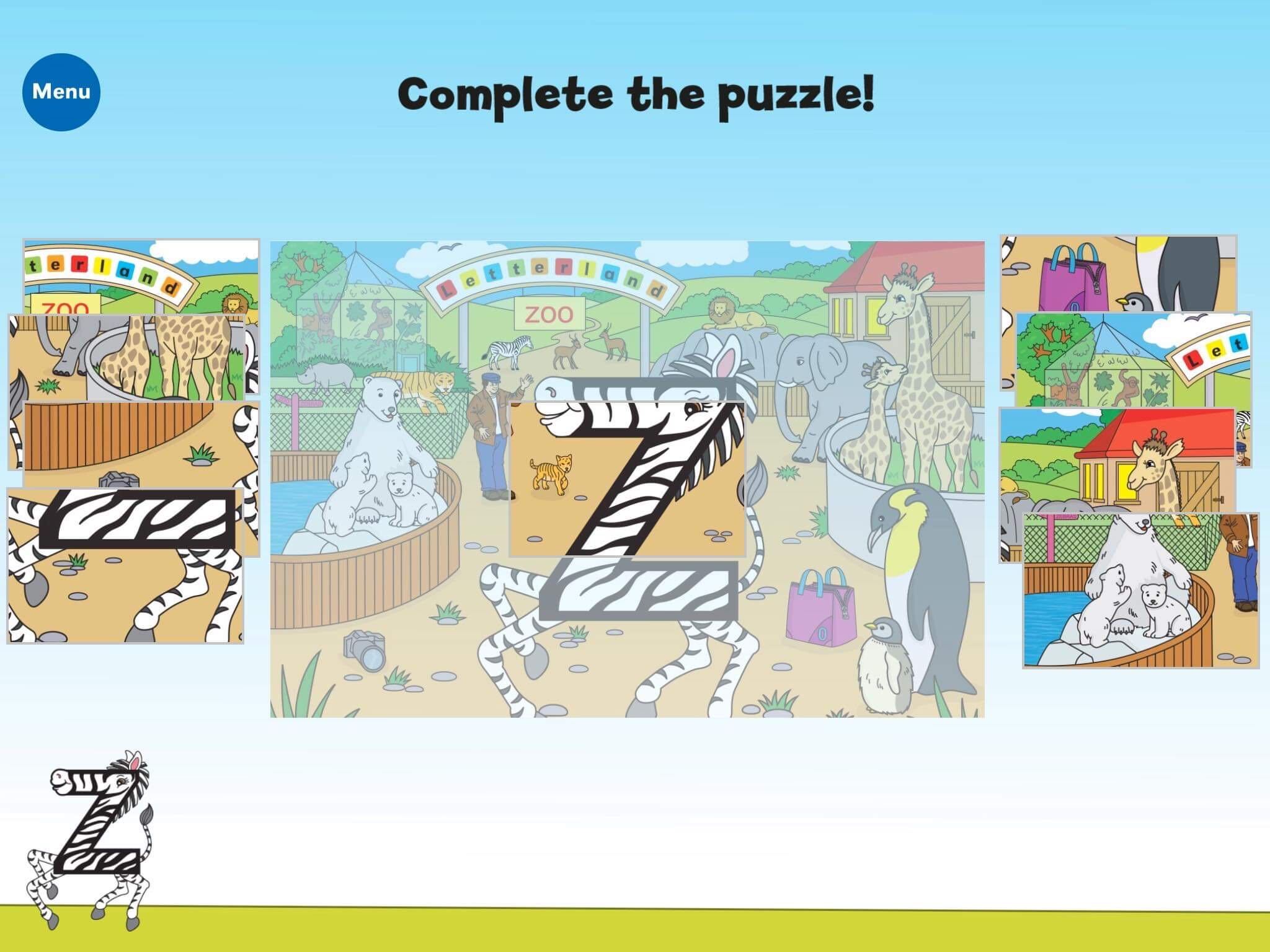 Example image on a tablet screen of LETTERLAND