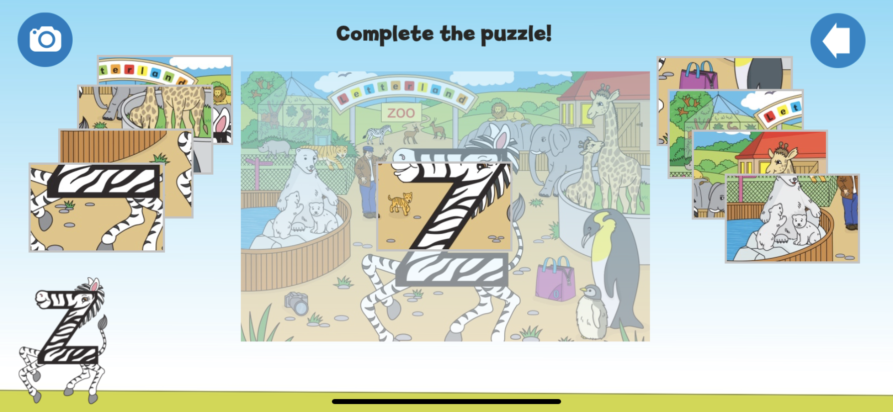Example image of screen on iphone of LETTERLAND