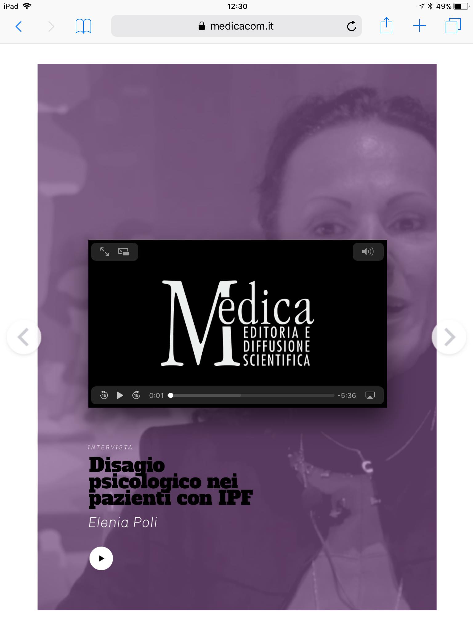 Example image on a tablet screen of INFO MEDICAL